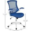 Flash Furniture Kelista Mid-Back Swivel Office Chair with Adjustable Seat Height, Ergonomic Mesh Desk Chair with LeatherSoft Seat, Black(Blue Mesh/White Frame)