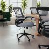 Flash Furniture Kelista Mid-Back Swivel Office Chair with Adjustable Seat Height, Ergonomic Mesh Desk Chair with LeatherSoft Seat, Black(Dark Gray Mesh)