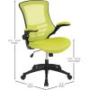 Flash Furniture Kelista Mid-Back Swivel Office Chair with Adjustable Seat Height, Ergonomic Mesh Desk Chair with LeatherSoft Seat, Black(Green Mesh)