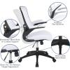 Flash Furniture Kelista Mid-Back Swivel Office Chair with Adjustable Seat Height, Ergonomic Mesh Desk Chair with LeatherSoft Seat, Black(White Mesh)