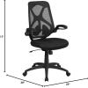 Flash Furniture Kimble High Back Black Mesh Executive Swivel Ergonomic Office Chair with Adjustable Lumbar, 2-Paddle Control and Flip-Up Arms