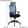 Flash Furniture Layla Ergonomic Mesh Office Chair with Synchro-Tilt, Pivot Adjustable Headrest, Lumbar Support, Coat Hanger and Adjustable Arms in Blue/Black