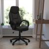 Flash Furniture Leonard High Back Black LeatherSoft Contemporary Executive Swivel Ergonomic Office Chair with Curved Back and Loop Arms
