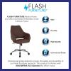 Flash Furniture Madrid Home and Office Upholstered Mid-Back Chair in White LeatherSoft(Brown Fabric)