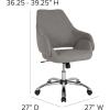 Flash Furniture Madrid Home and Office Upholstered Mid-Back Chair in White LeatherSoft(Light Gray Fabric)