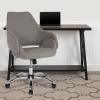 Flash Furniture Madrid Home and Office Upholstered Mid-Back Chair in White LeatherSoft(Light Gray Fabric)