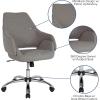 Flash Furniture Madrid Home and Office Upholstered Mid-Back Chair in White LeatherSoft(Light Gray Fabric)