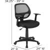 Flash Furniture Mallard Mid-Back Swivel Mesh Office Chair with Padded Seat and T-Arms, Height-Adjustable Ergonomic Padded Office Desk Chair, Black(Black)