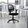 Flash Furniture Mallard Mid-Back Swivel Mesh Office Chair with Padded Seat and T-Arms, Height-Adjustable Ergonomic Padded Office Desk Chair, Black(Black)