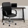 Flash Furniture Manor Mid-Back Swivel LeatherSoft Desk Chair with Headrest and Padded Arms, Adjustable Height Padded Ergonomic Office Chair, Black(Black)