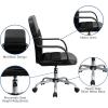 Flash Furniture Manor Mid-Back Swivel LeatherSoft Desk Chair with Headrest and Padded Arms, Adjustable Height Padded Ergonomic Office Chair, Black(Black)