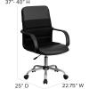 Flash Furniture Manor Mid-Back Swivel LeatherSoft Desk Chair with Headrest and Padded Arms, Adjustable Height Padded Ergonomic Office Chair, Black(Black)