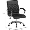 Flash Furniture Merideth Mid-Back Designer Black LeatherSoft Executive Swivel Office Chair with Chrome Base and Arms