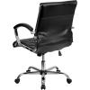 Flash Furniture Merideth Mid-Back Designer Black LeatherSoft Executive Swivel Office Chair with Chrome Base and Arms