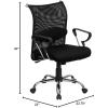 Flash Furniture Mid-Back Black Mesh Swivel Manager’s Office Chair with Adjustable Lumbar Support and Arms