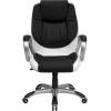 Flash Furniture Mid-Back Black and White LeatherSoft Executive Swivel Office Chair with Arms