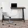 Flash Furniture Mid-Back White LeatherSoft Executive Swivel Office Chair with Flared Arms(White)