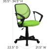 Flash Furniture Neri Low Back Black Mesh Swivel Task Office Chair with Curved Square Back and Arms(Green)