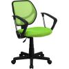 Flash Furniture Neri Low Back Black Mesh Swivel Task Office Chair with Curved Square Back and Arms(Green)