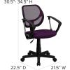 Flash Furniture Neri Low Back Black Mesh Swivel Task Office Chair with Curved Square Back and Arms(Purple)