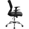 Flash Furniture Norris Mid-Back Black Mesh Tapered Back Swivel Task Office Chair with LeatherSoft Seat, Chrome Base and T-Arms(Black Leathersoft/Mesh)