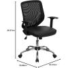 Flash Furniture Norris Mid-Back Black Mesh Tapered Back Swivel Task Office Chair with LeatherSoft Seat, Chrome Base and T-Arms(Black Leathersoft/Mesh)