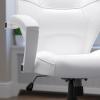Flash Furniture Quincey Mid-Back White LeatherSoft Tapered Back Executive Swivel Office Chair with White Base and Arms
