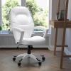 Flash Furniture Quincey Mid-Back White LeatherSoft Tapered Back Executive Swivel Office Chair with White Base and Arms