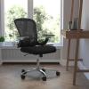 Flash Furniture Sam Mid-Back Black Mesh Executive Swivel Ergonomic Office Chair with Height Adjustable Flip-Up Arms