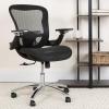 Flash Furniture Sam Mid-Back Transparent Black Mesh Executive Swivel Ergonomic Office Chair with Synchro-Tilt & Height Adjustable Flip-Up Arms