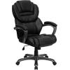 Flash Furniture Stella High Back Brown LeatherSoft Executive Swivel Ergonomic Office Chair with Arms(Black)