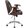 Flash Furniture Tansia Mid-Back Black LeatherSoft Executive Ergonomic Wood Swivel Office Chair with Arms