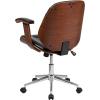 Flash Furniture Tansia Mid-Back Black LeatherSoft Executive Ergonomic Wood Swivel Office Chair with Arms