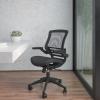Flash Furniture Warfield Mid-Back Transparent Black Mesh Executive Swivel Office Chair with Graphite Silver Frame and Flip-Up Arms(Black Mesh/Black Frame)