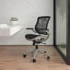 Flash Furniture Warfield Mid-Back Transparent Black Mesh Executive Swivel Office Chair with Graphite Silver Frame and Flip-Up Arms(Black Mesh/Graphite Silver Frame)