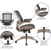 Flash Furniture Warfield Mid-Back Transparent Black Mesh Executive Swivel Office Chair with Melrose Gold Frame and Flip-Up Arms