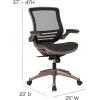Flash Furniture Warfield Mid-Back Transparent Black Mesh Executive Swivel Office Chair with Melrose Gold Frame and Flip-Up Arms