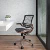 Flash Furniture Warfield Mid-Back Transparent Black Mesh Executive Swivel Office Chair with Melrose Gold Frame and Flip-Up Arms
