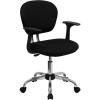 Flash Furniture Beverly Mid-Back Black Mesh Padded Swivel Task Office Chair with Chrome Base and Arms