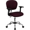 Flash Furniture Beverly Mid-Back Burgundy Mesh Padded Swivel Task Office Chair with Chrome Base and Arms