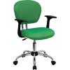Flash Furniture Beverly Mid-Back Coffee Brown Mesh Padded Swivel Task Office Chair with Chrome Base and Arms(Bright Green)
