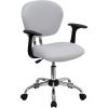 Flash Furniture Beverly Mid-Back Coffee Brown Mesh Padded Swivel Task Office Chair with Chrome Base and Arms(White)