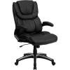 Flash Furniture Hansel High Back Black LeatherSoft Executive Swivel Office Chair with Double Layered Headrest and Open Arms