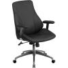 Flash Furniture Hansel Mid-Back Black LeatherSoft Smooth Upholstered Executive Swivel Office Chair with Arms(Black)