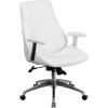 Flash Furniture Hansel Mid-Back Black LeatherSoft Smooth Upholstered Executive Swivel Office Chair with Arms(White)
