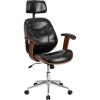 Flash Furniture High Back Black LeatherSoft Executive Ergonomic Wood Swivel Office Chair with Arms