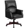 Flash Furniture High Back Pillow Back Burgundy LeatherSoft Executive Swivel Office Chair with Arms(Black)
