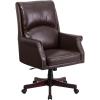 Flash Furniture High Back Pillow Back Burgundy LeatherSoft Executive Swivel Office Chair with Arms(Brown)