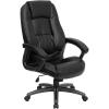 Flash Furniture Jules High Back Black LeatherSoft Executive Swivel Ergonomic Office Chair with Deep Curved Lumbar and Arms