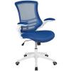 Flash Furniture Kelista Mid-Back Swivel Office Chair with Adjustable Seat Height, Ergonomic Mesh Desk Chair with LeatherSoft Seat, Black(Blue Mesh/White Frame)